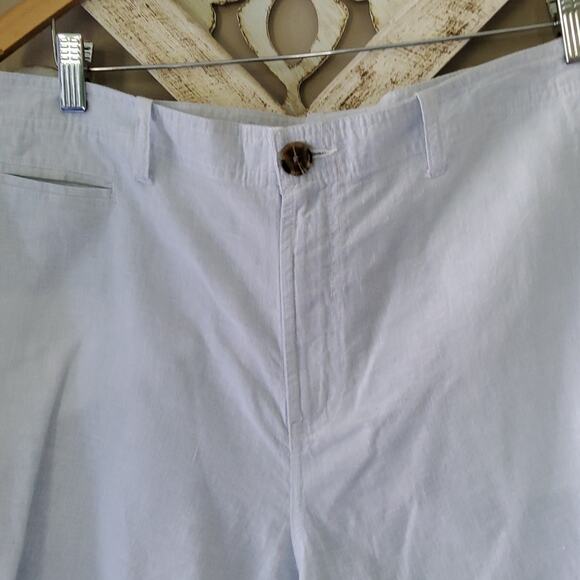 New 14th & Union Men's Linen Blend Slim Fit Shorts in Light Blue - Picture 3 of 6